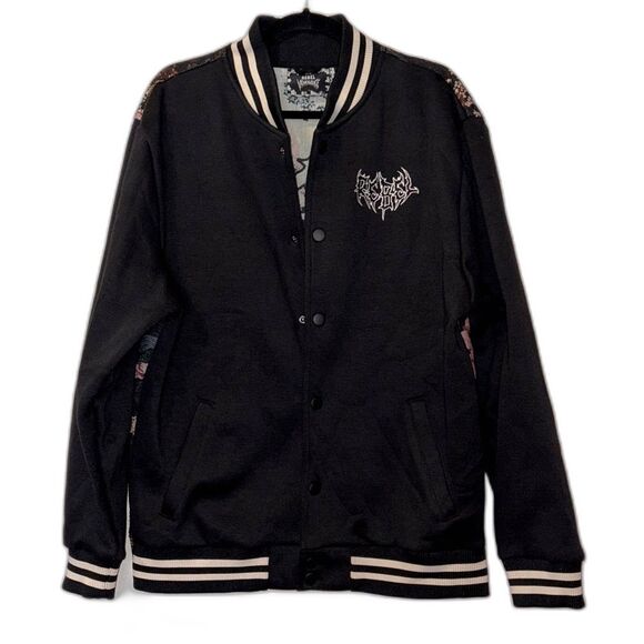 Rebel Vengeance Black and Floral Varsity Jacket - Picture 2 of 6